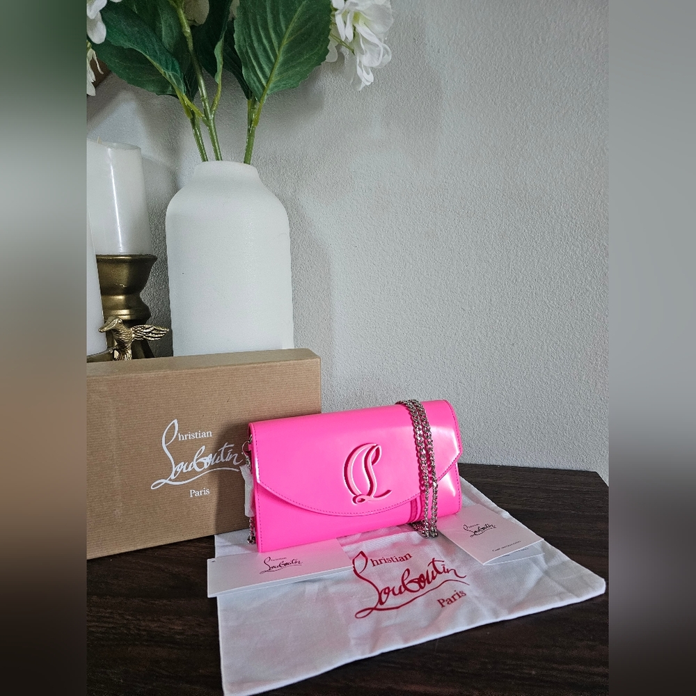 Christian Louboutin Pink Patent Leather Clutch Crossbody